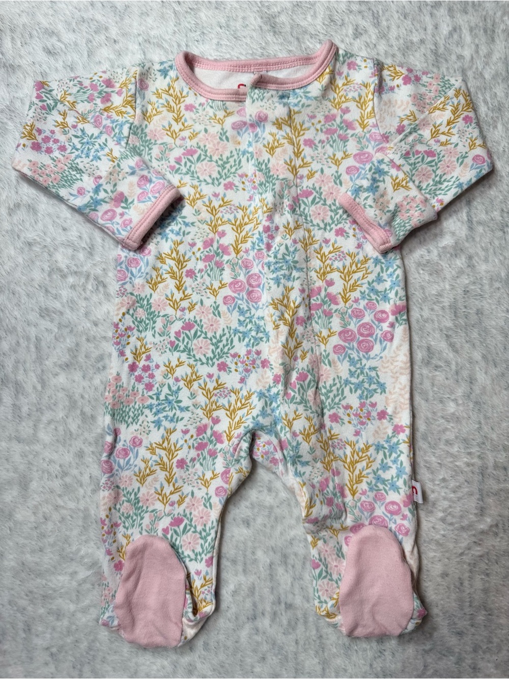 Magnetic Me E=MC Floral Garden Footie Sleeper 0-3M Baby Girl Cotton Bloom Ivory